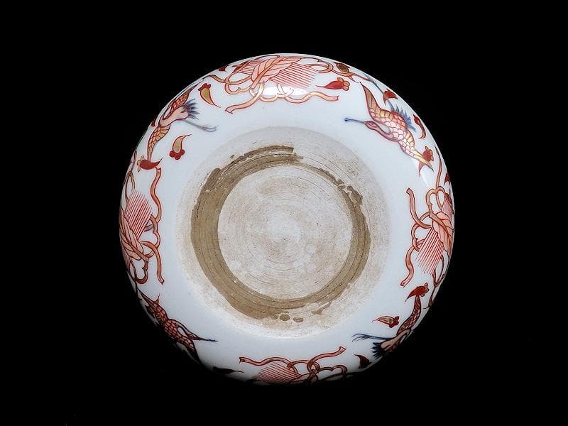 大聖寺伊万里　金襴手　鶴に吉祥紋の図　５寸半皿　041AS-CAl