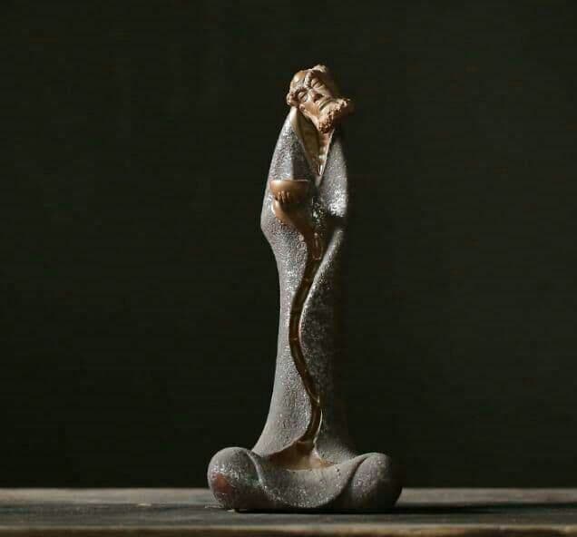 職人手作り 菩提ダモ 達摩 香炉台 開運置物 陶磁器  香を立てる