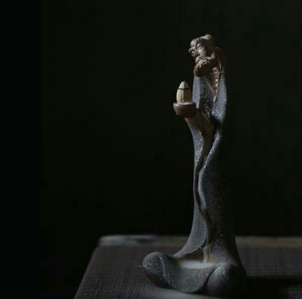 職人手作り 菩提ダモ 達摩 香炉台 開運置物 陶磁器  香を立てる