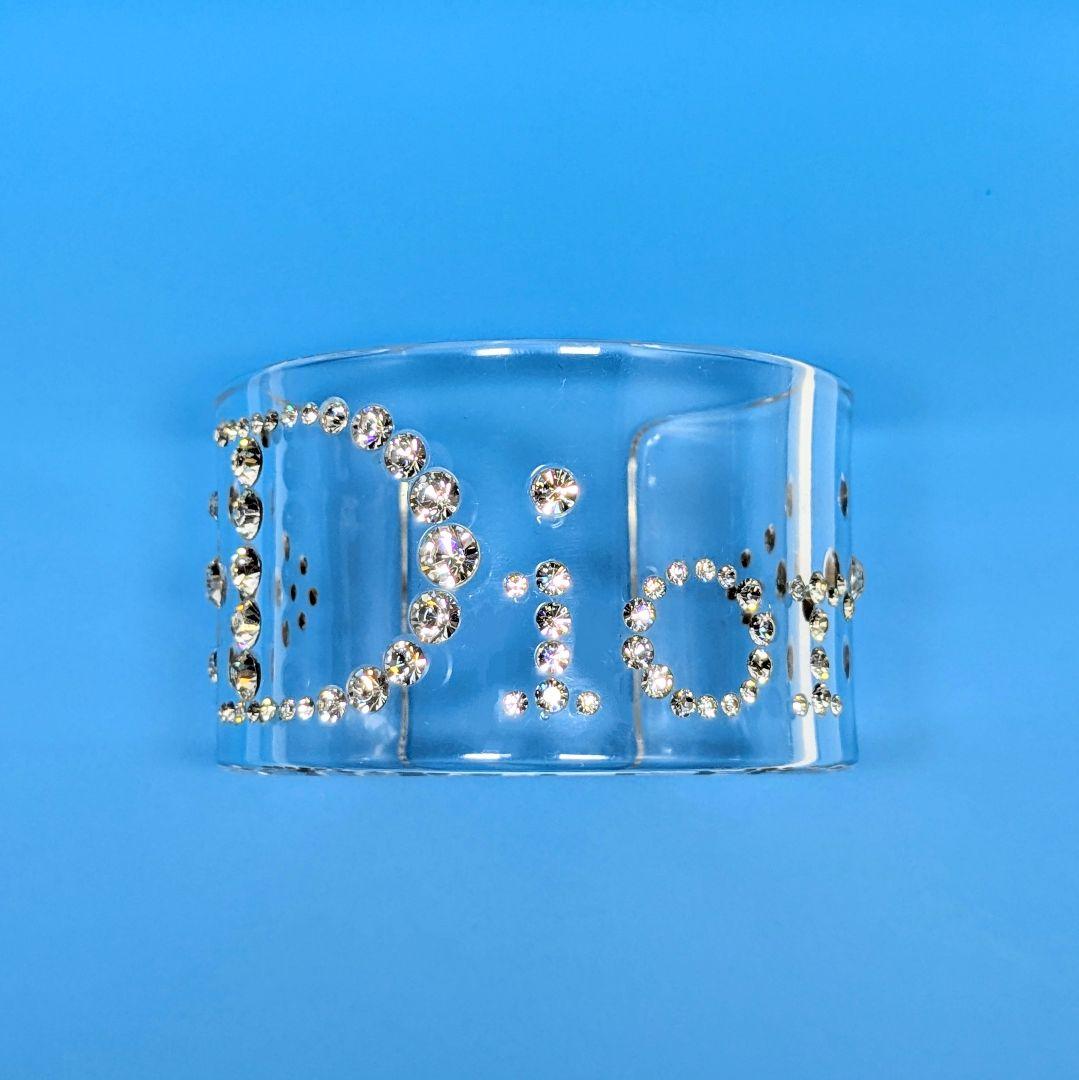 ChristianDior ディオール クリアバングル ロゴラインストーン