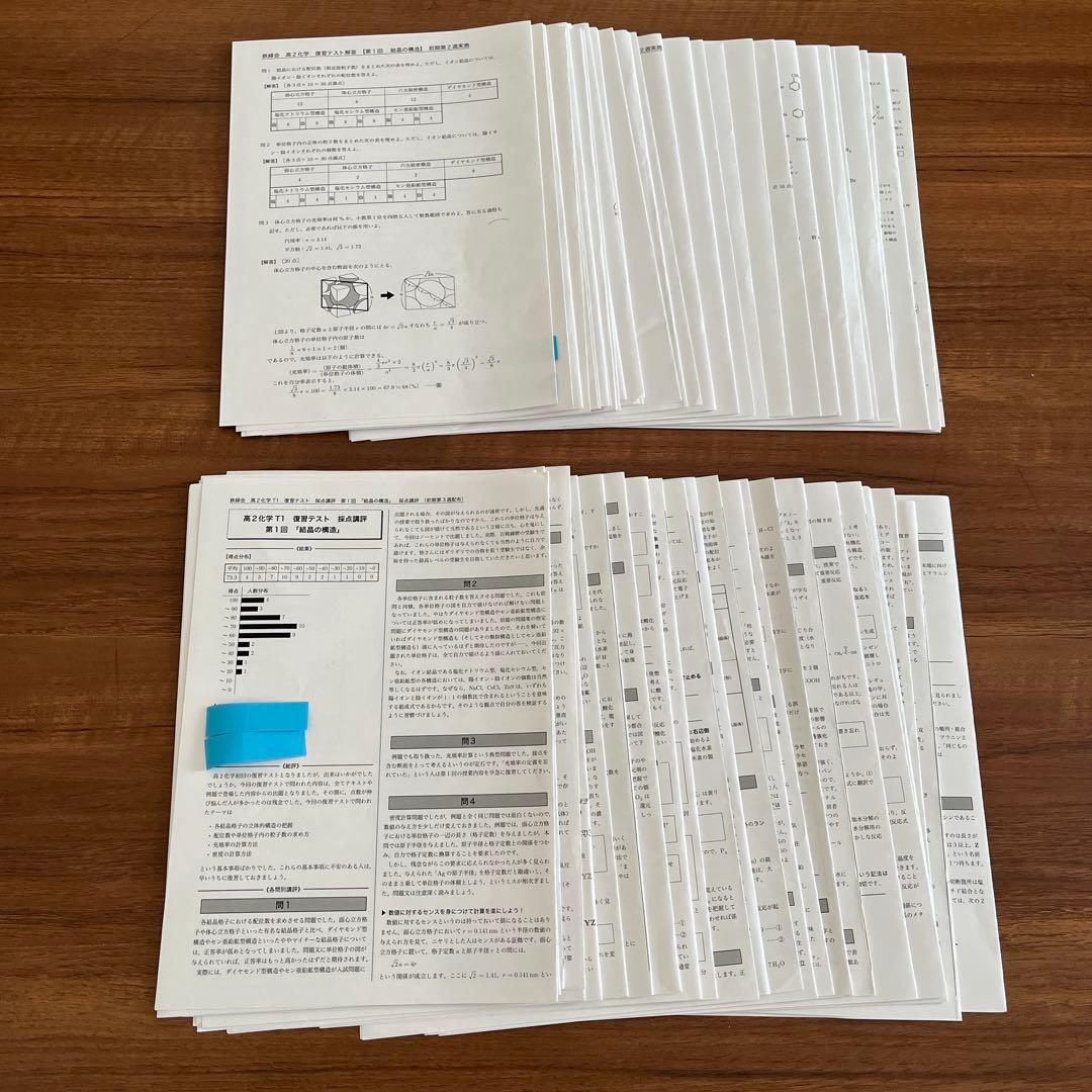 鉄緑会　高2 化学　テキスト•授業プリント類　一年分セット
