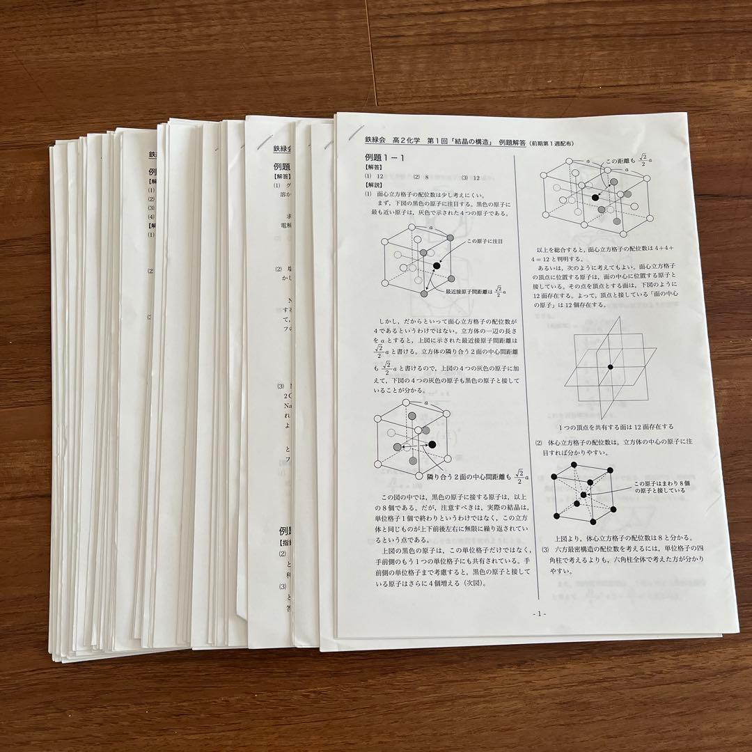 鉄緑会　高2 化学　テキスト•授業プリント類　一年分セット