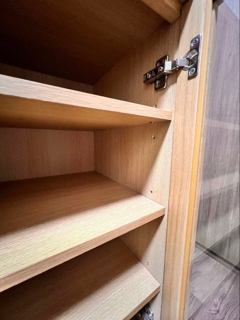 無印良品 木製ガラス扉キャビネット オーク 幅80×奥行40×高83