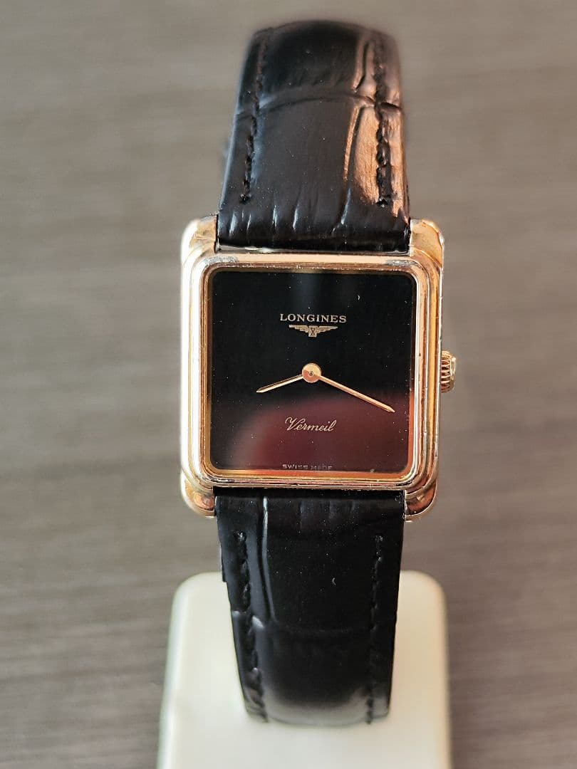 手巻き 稼働品 ロンジン レディース腕時計 黒色文字盤