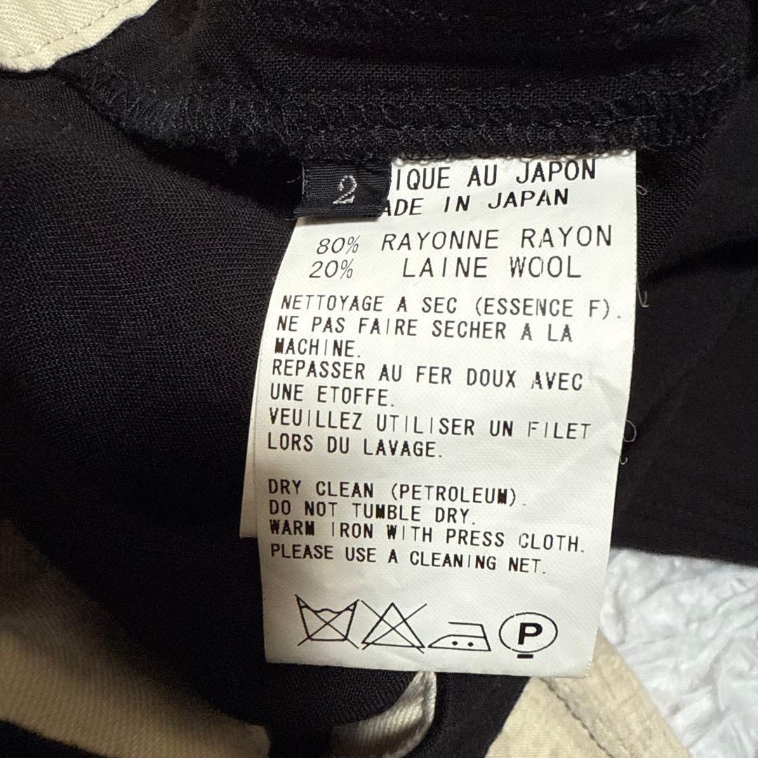 美品☆ ワイズ Y's レーヨンドットプリントパンツ ブラックベージュ サイズ2