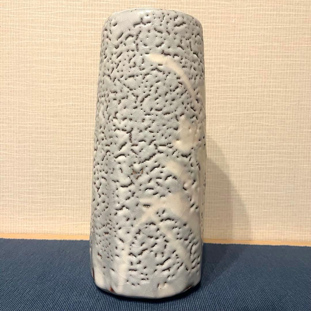 安藤日出武 仙人窯 志野焼 花器 花入 重要無形文化財保持者 共箱 共布