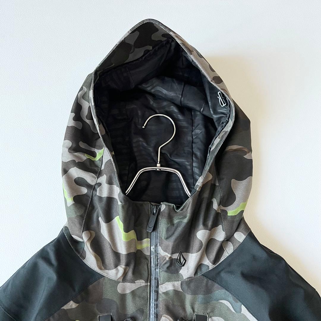 3240【美品】ボルコム　アノラックジャケット 迷彩柄　M 黒　カーキ　グレー