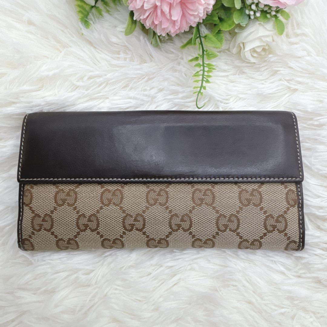 美品✨GUCCI GGキャンバス ラブリーハート 長財布 濃茶