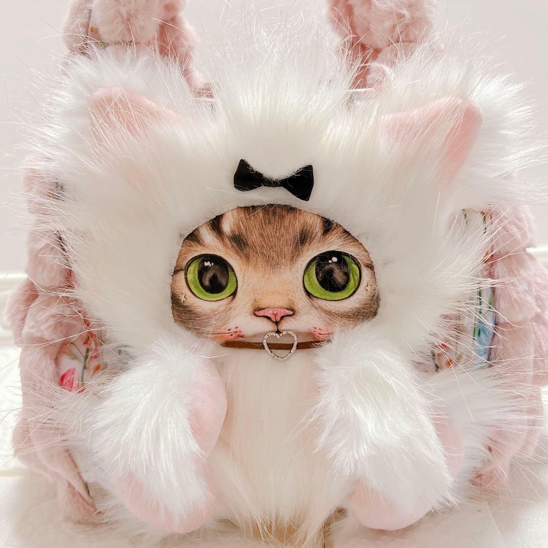 もふもふ猫ちゃん♡ コヤンイサムチョン トートバッグ ピンク×花柄 サンダー