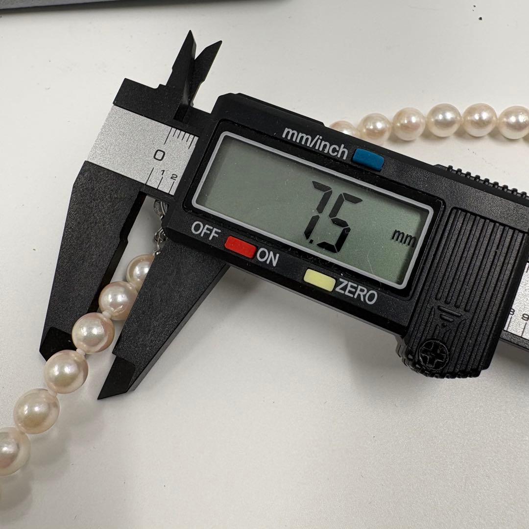 テリ強/本真珠 パール ネックレス シルバー金具 7.5~7.9 43cm