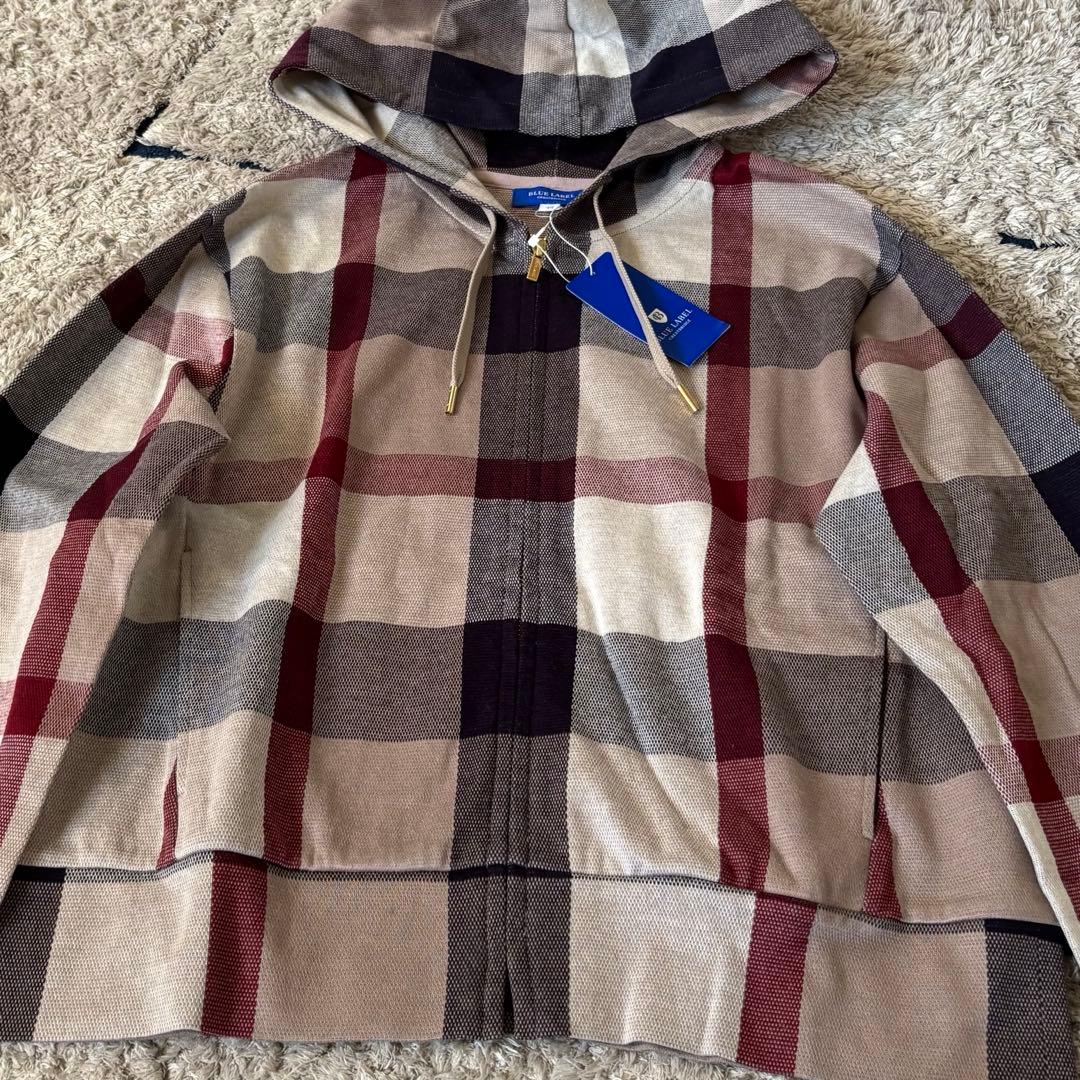 【タグ付き✨】ブルーレーベルクレストブリッジ　パーカー　チェック　フード　40