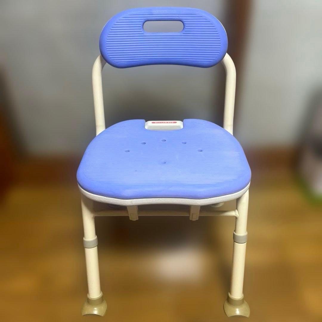 介護椅子　安寿 コンパクト折りたたみシャワーベンチ IC 背付タイプ ブルー