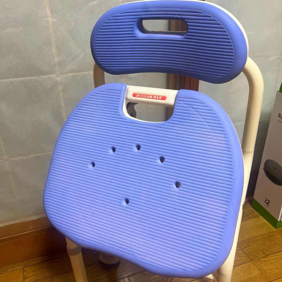 介護椅子　安寿 コンパクト折りたたみシャワーベンチ IC 背付タイプ ブルー