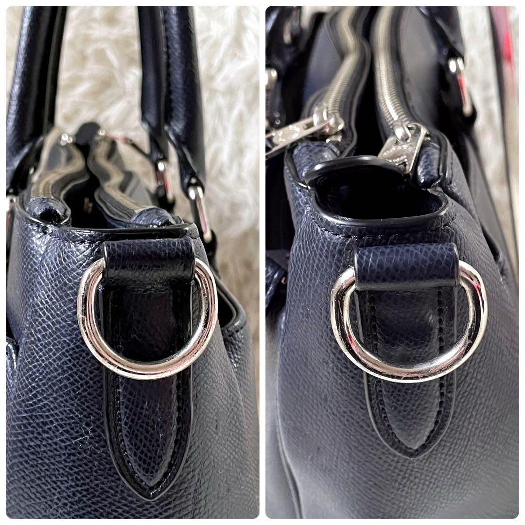 COACHコーチ 2wayレザービジネスバッグネイビー肩掛け可能A4収納可能
