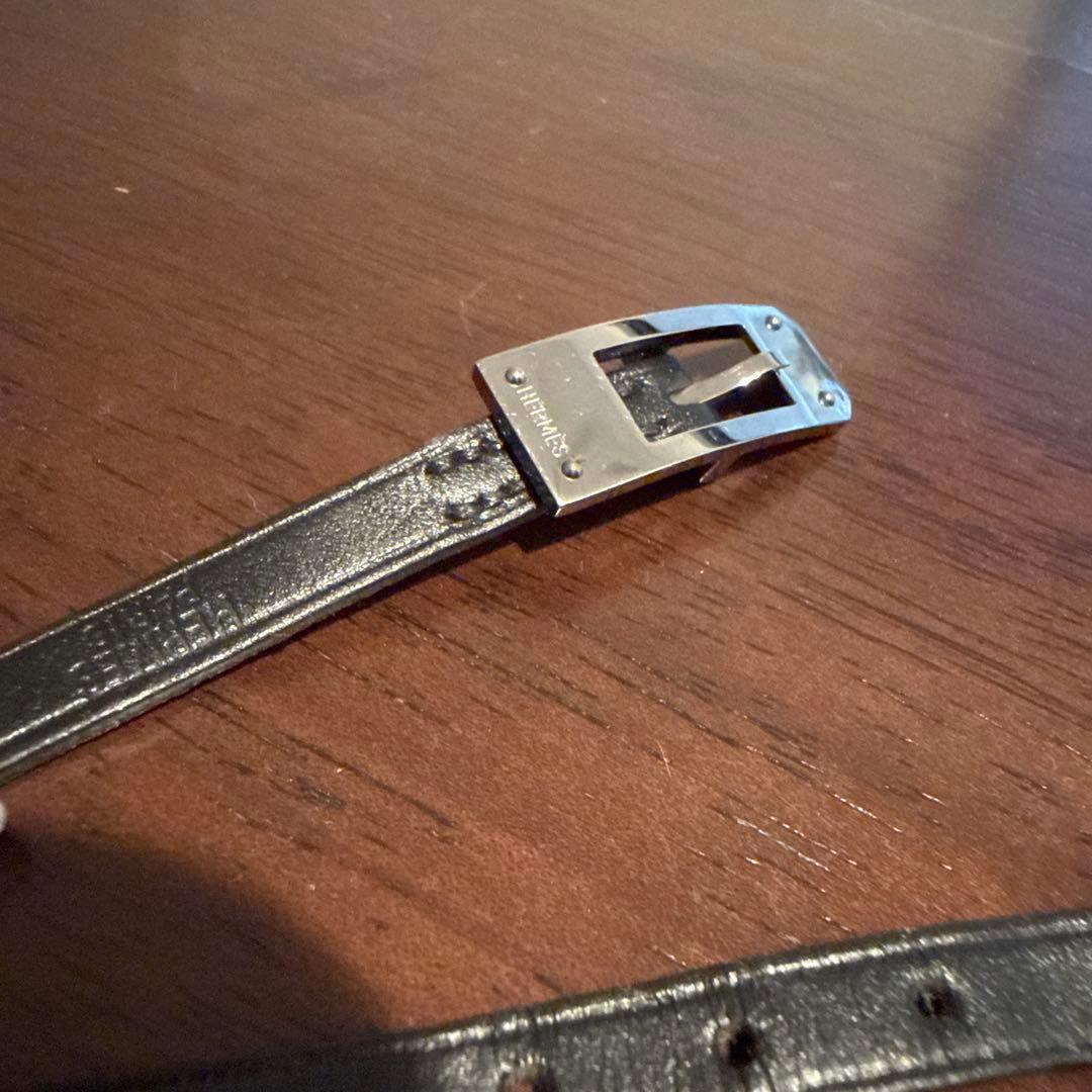 【美品】エルメス ケリーアルディオン ブレスレット レザー 黒ブラック シルバー