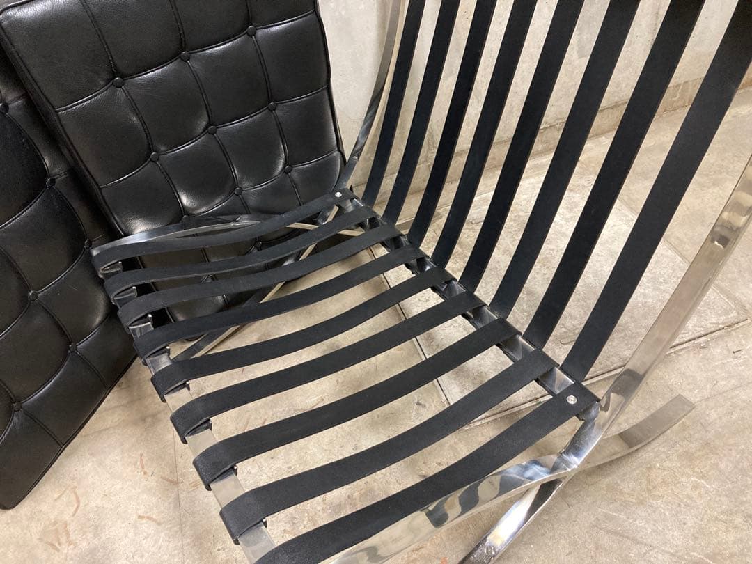 定価140万! 名作 良品 正規Knoll 黒 バルセロナ チェア②オットマン