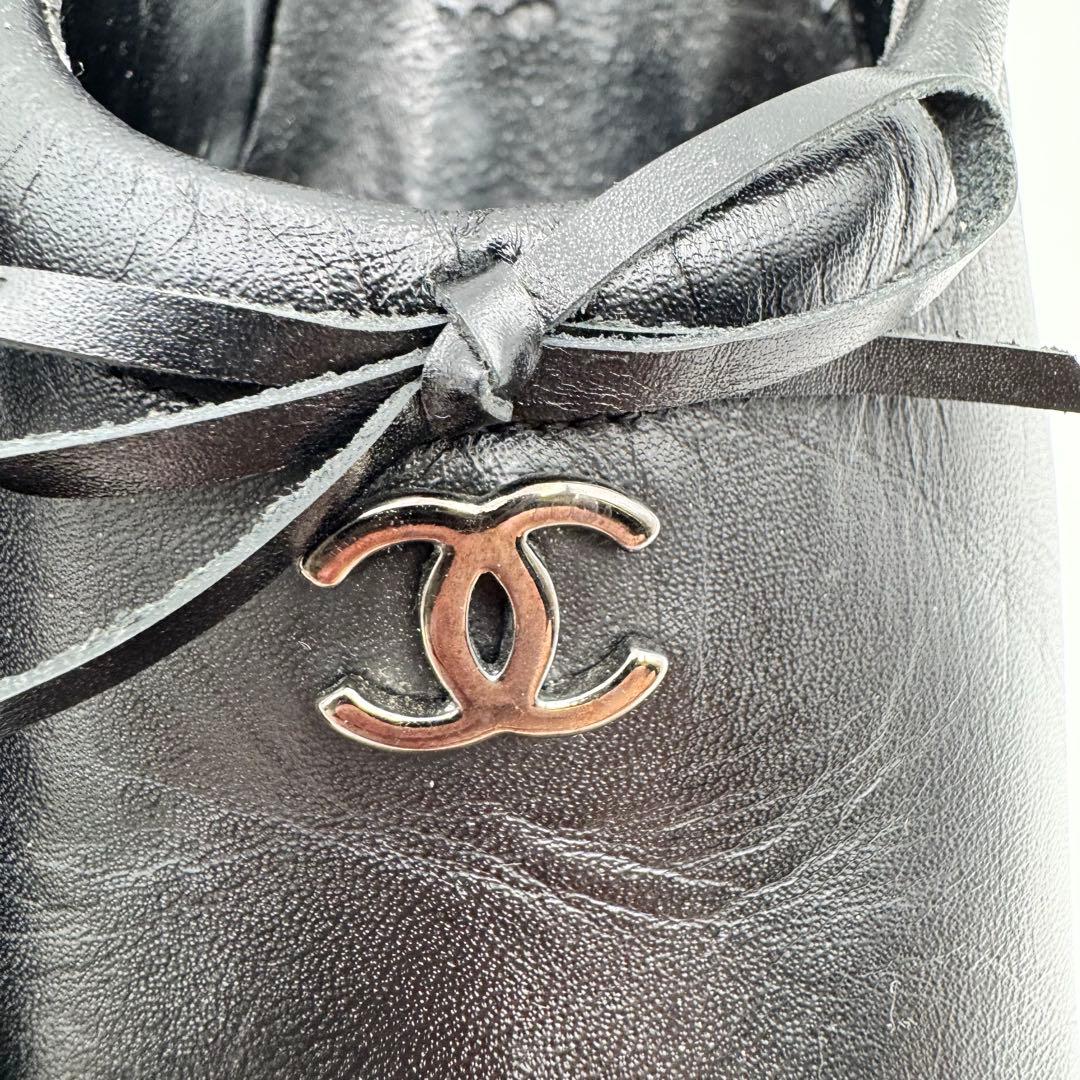 CHANEL シャネル　ココマーク　レザー　ブラック　ミュール　パンプス　ヒール