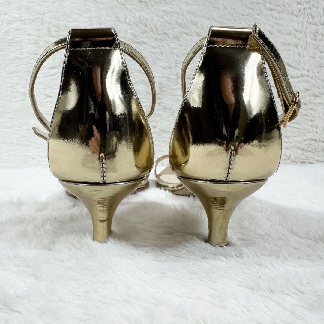 NEBULONI E. ゴールドサンダル アンクルストラップ ヒール GOLD