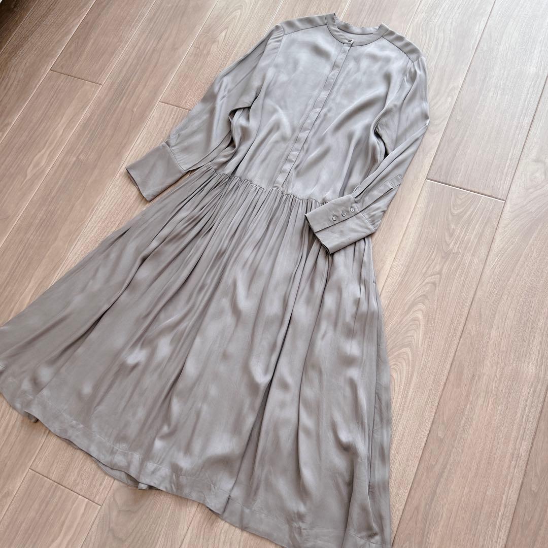 ヴェルメイユパーイエナ　キュプラフィブリルギャザーワンピース　シャツワンピース