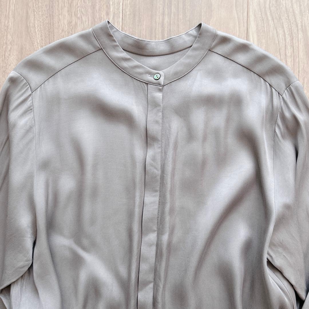 ヴェルメイユパーイエナ　キュプラフィブリルギャザーワンピース　シャツワンピース