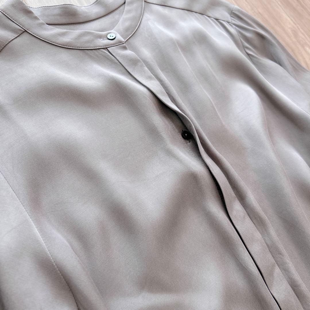 ヴェルメイユパーイエナ　キュプラフィブリルギャザーワンピース　シャツワンピース