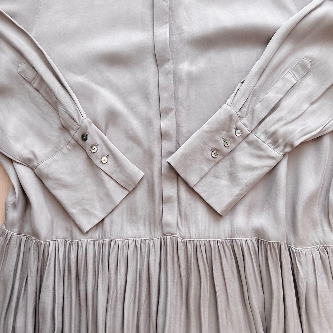 ヴェルメイユパーイエナ　キュプラフィブリルギャザーワンピース　シャツワンピース