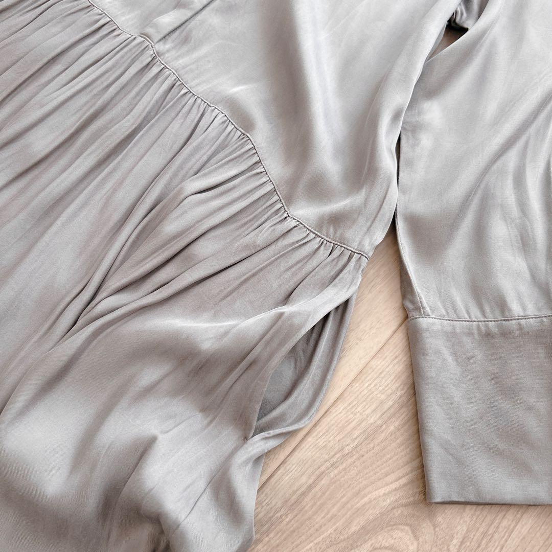 ヴェルメイユパーイエナ　キュプラフィブリルギャザーワンピース　シャツワンピース