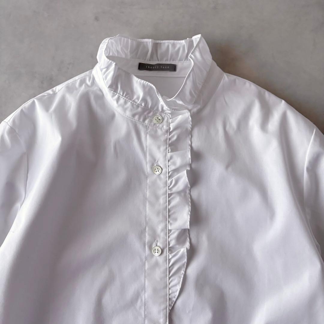 極美品　定価29,700円　セオリーリュクス　長袖　フリルブラウス　バンドカラー