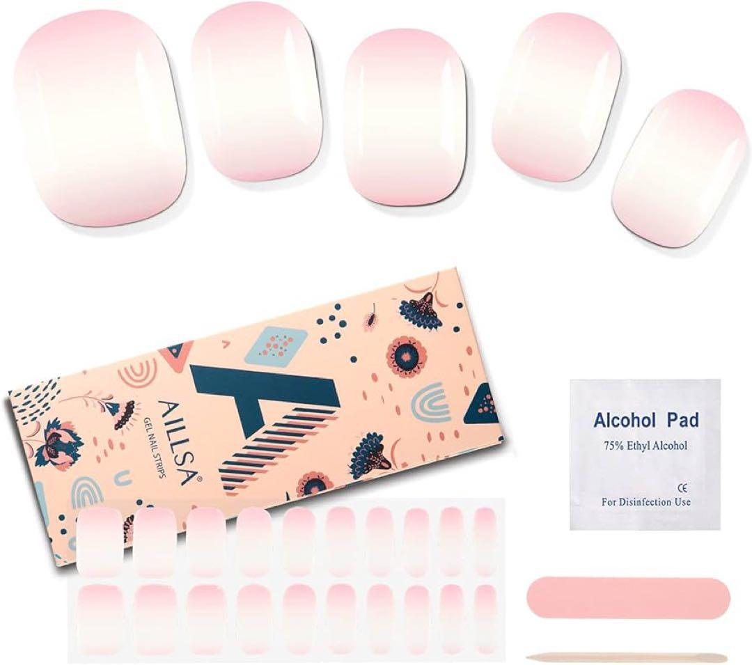 AILLSA公式 ジェルネイルシール 20枚 ネイルシール 白桃ソーダ