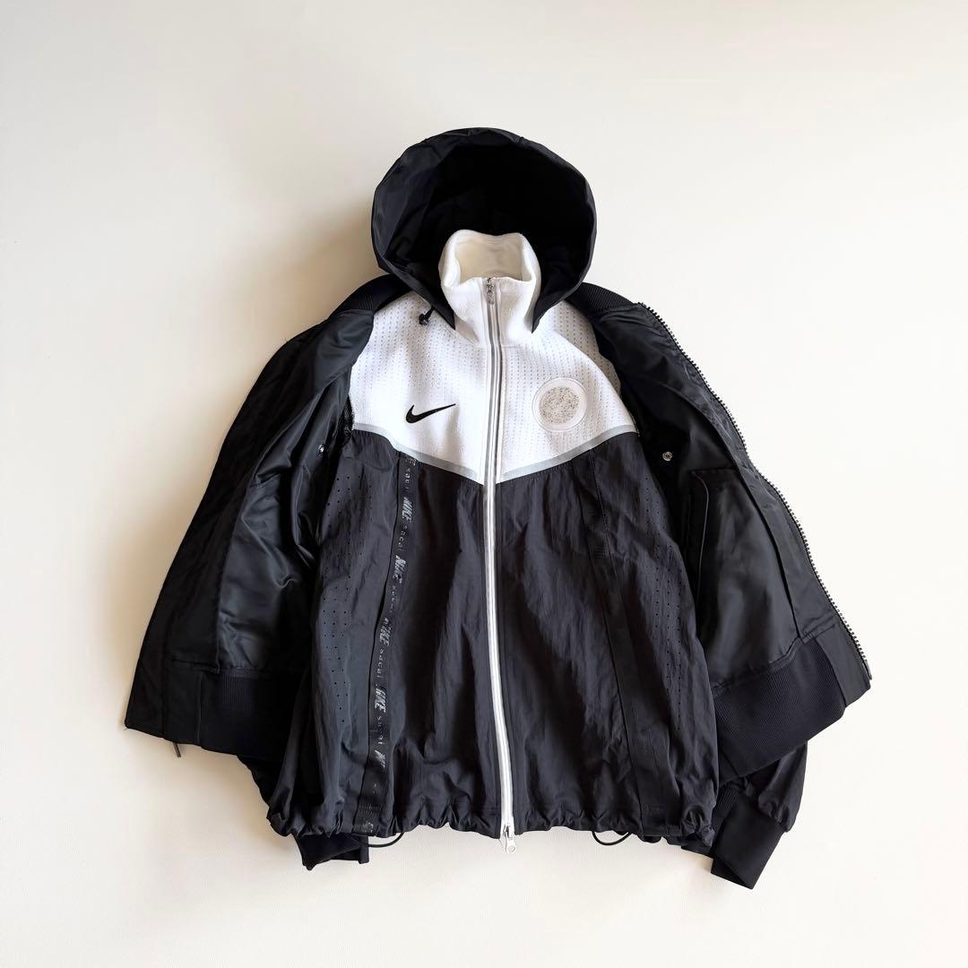 【ナイキ × サカイ】 ドッキング フーデッドブルゾン ジャケット XS 黒