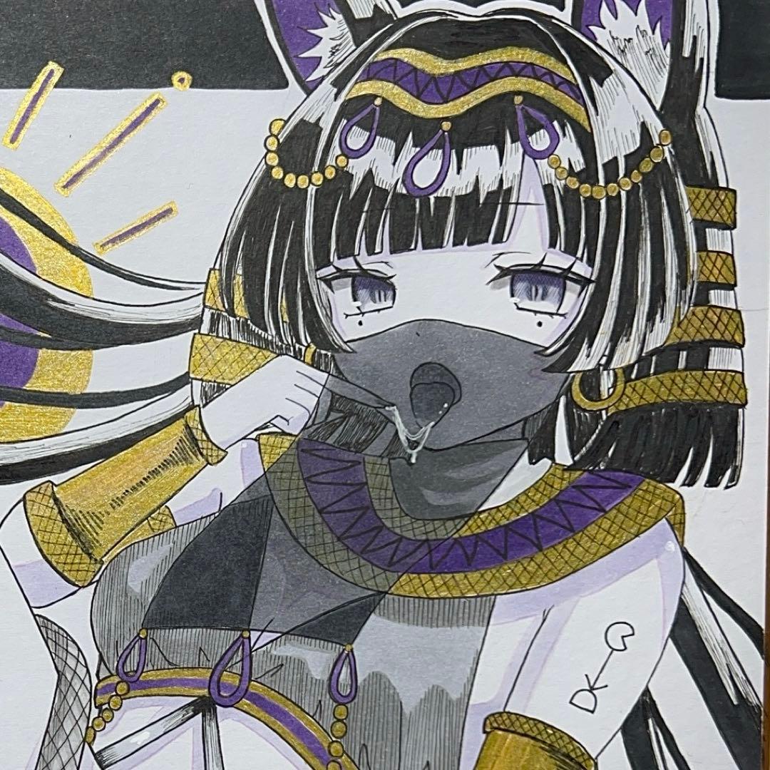 R*様 オリジナル 手描きイラスト アナログ 中色紙