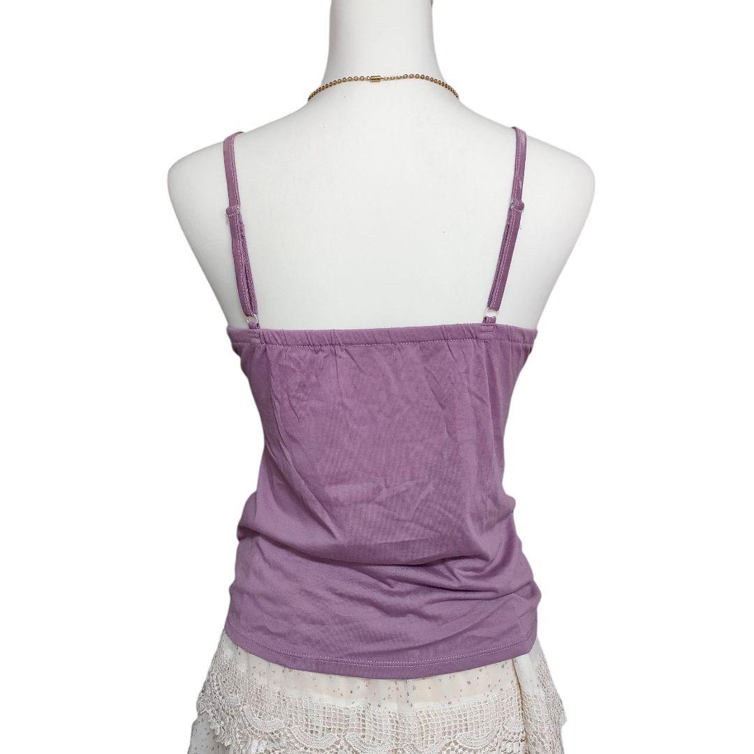 パープル ビッグリボン付きキャミソール レース