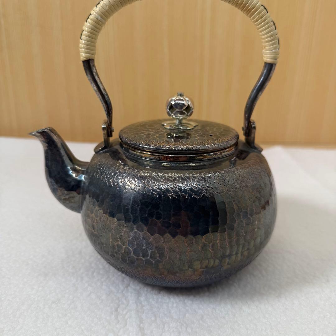 秀峯堂造 茶道具 銀いぶし仕上げ 急須