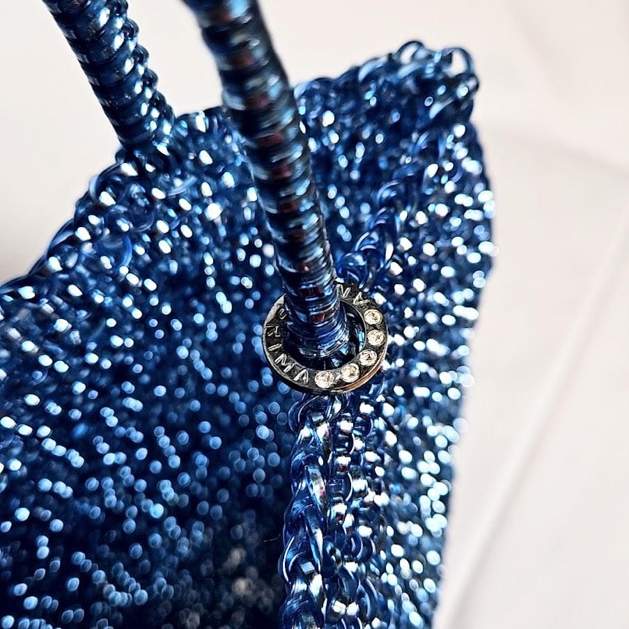 アンテプリマ　 ワイヤーバッグ　シャンパンブルー　横長