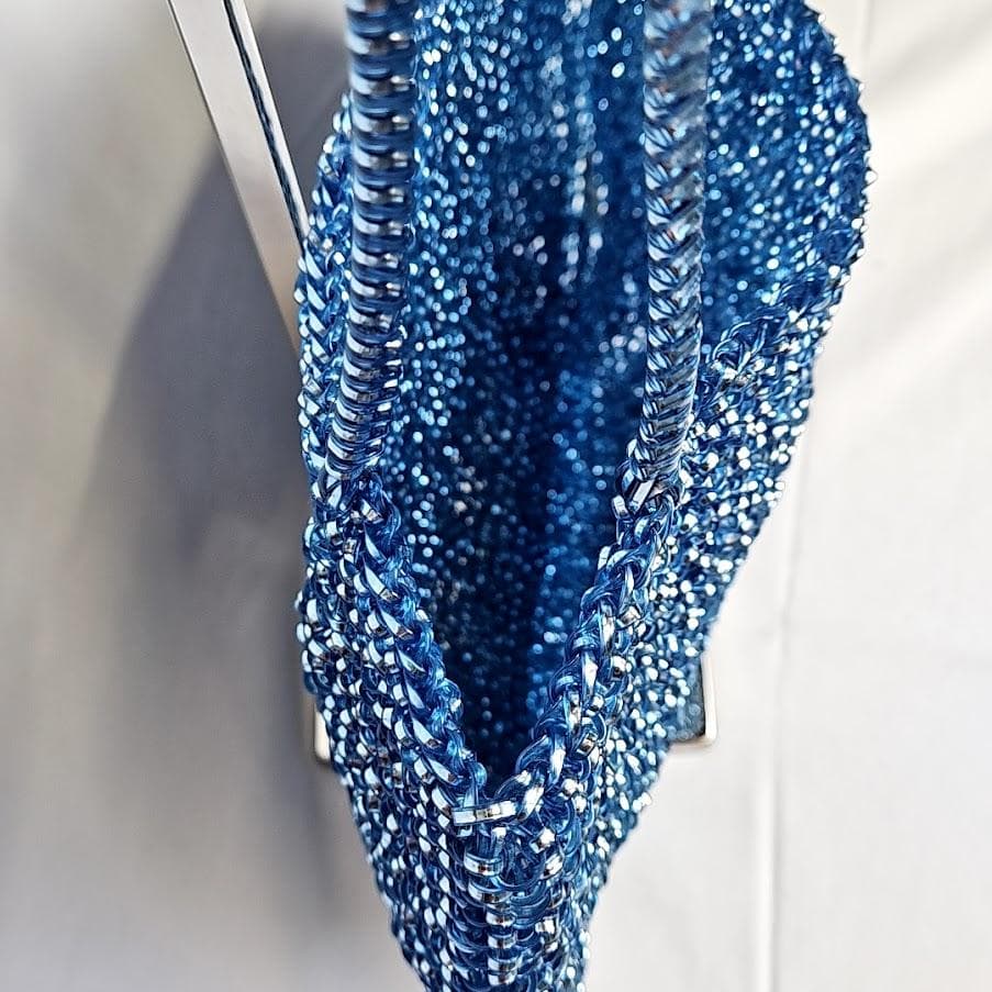 アンテプリマ　 ワイヤーバッグ　シャンパンブルー　横長