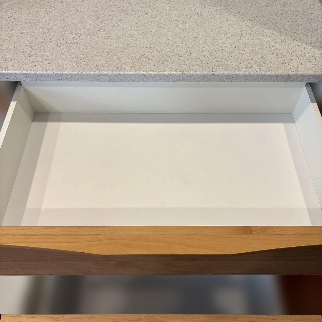 美品！堀田木工カウンター カップボード ナチュラル木目調 食器棚 3段引き出し