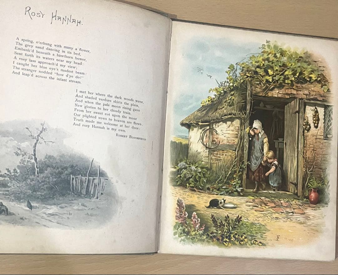 No442希少 アンティーク古書 洋書 絵本 児童書 ビクトリア 田園 牧歌