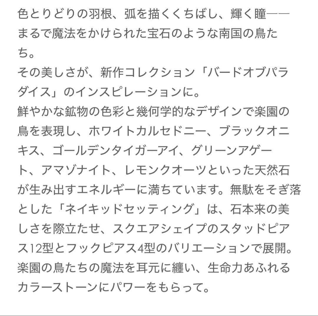 新品　ヒロタカ　ネイキッド スクエア ストーンスタッド ピアス