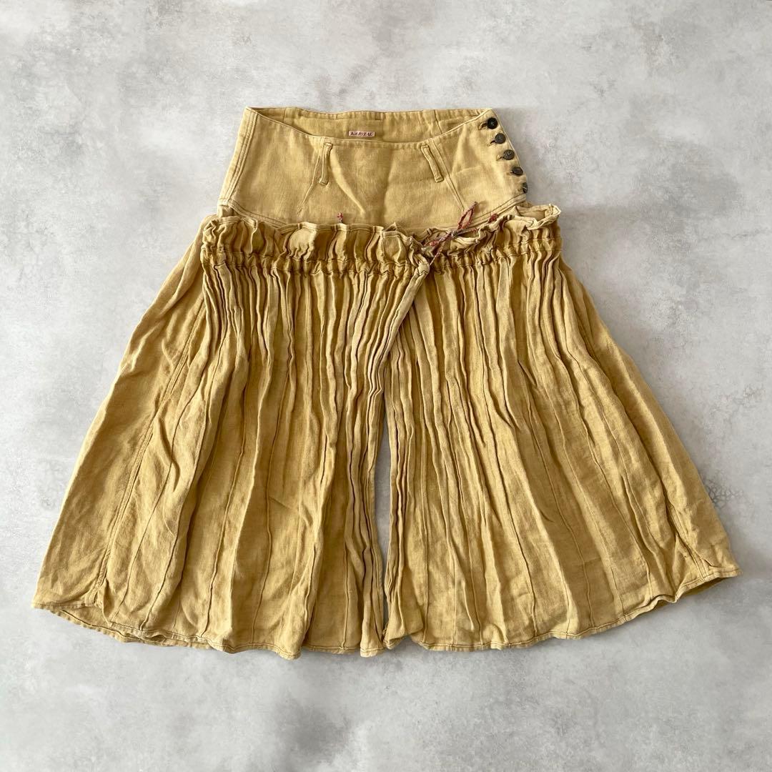 KAPITAL アミッシュパンツ ギャザー 変形 リネン ラップ ガウチョ 1