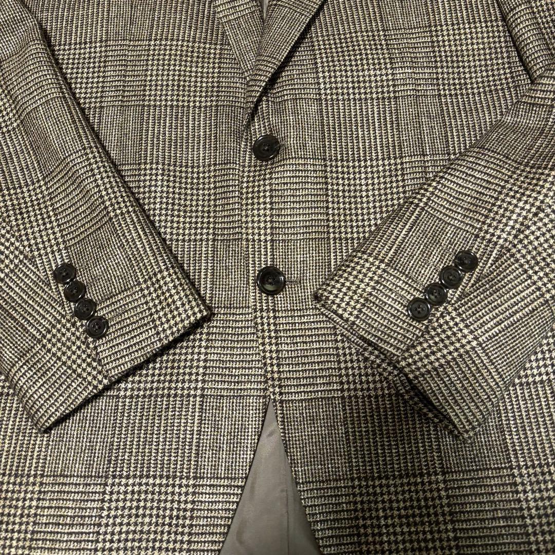 【菅野】五大陸　テーラードジャケット　ロロピアーナ　チェック　ブラウン