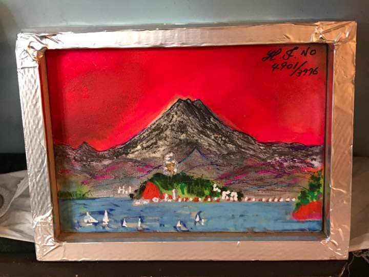 空飛ぶ画家のサイケデリックアート、ポップアート作家の糸川裕志のサムホールの作品