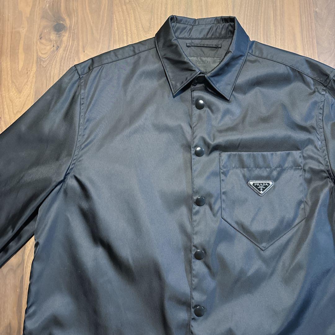 美品　PRADA Re-Nylon シャツ　三角ロゴ　L 黒