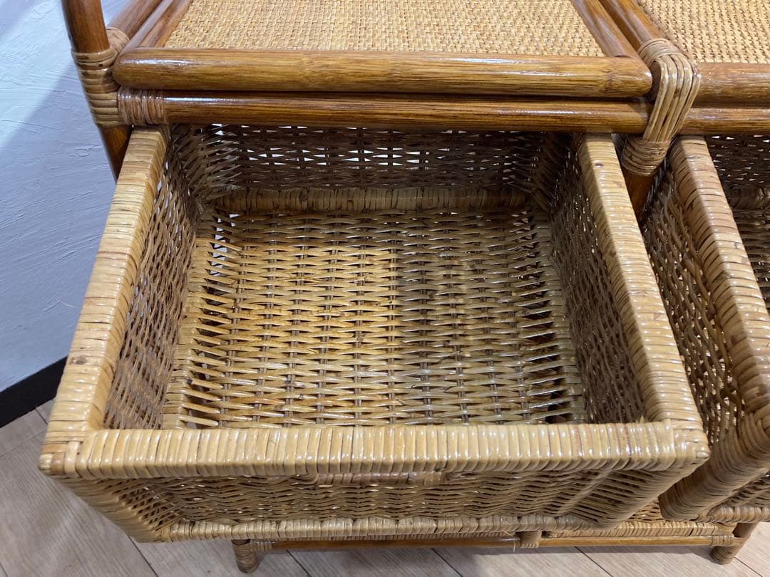 ラタン籐チェスト 家具 3段 ラック　レトロ アンティーク