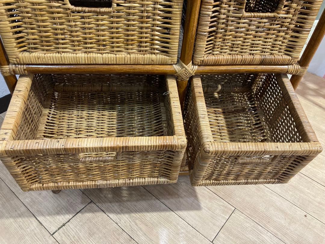 ラタン籐チェスト 家具 3段 ラック　レトロ アンティーク