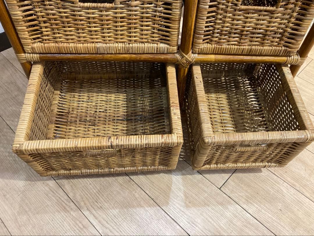 ラタン籐チェスト 家具 3段 ラック　レトロ アンティーク