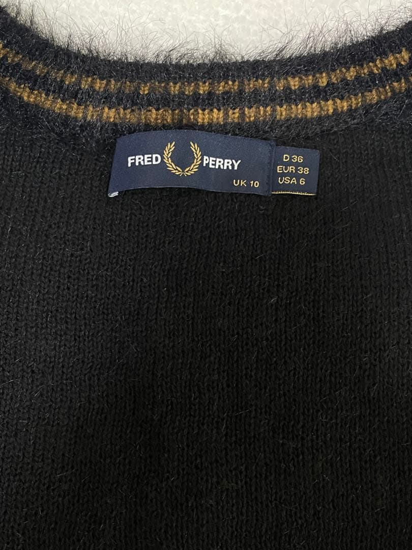 FRED PERRY ブラックカーディガン UK 10