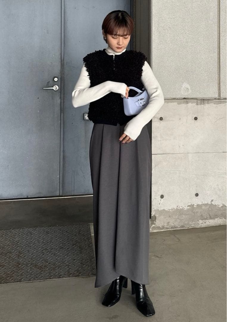 AMERI UND COMPACT BOA KNIT VESTブラックF新品