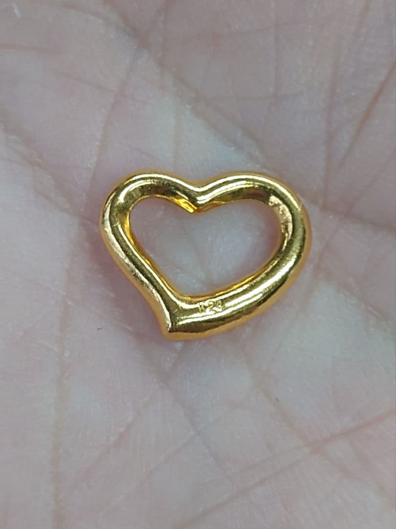 K24　24金　オープン　ハート　ペンダントトップ/チャーム