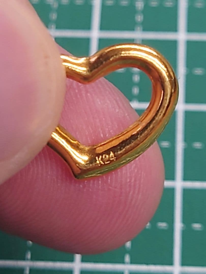 K24　24金　オープン　ハート　ペンダントトップ/チャーム