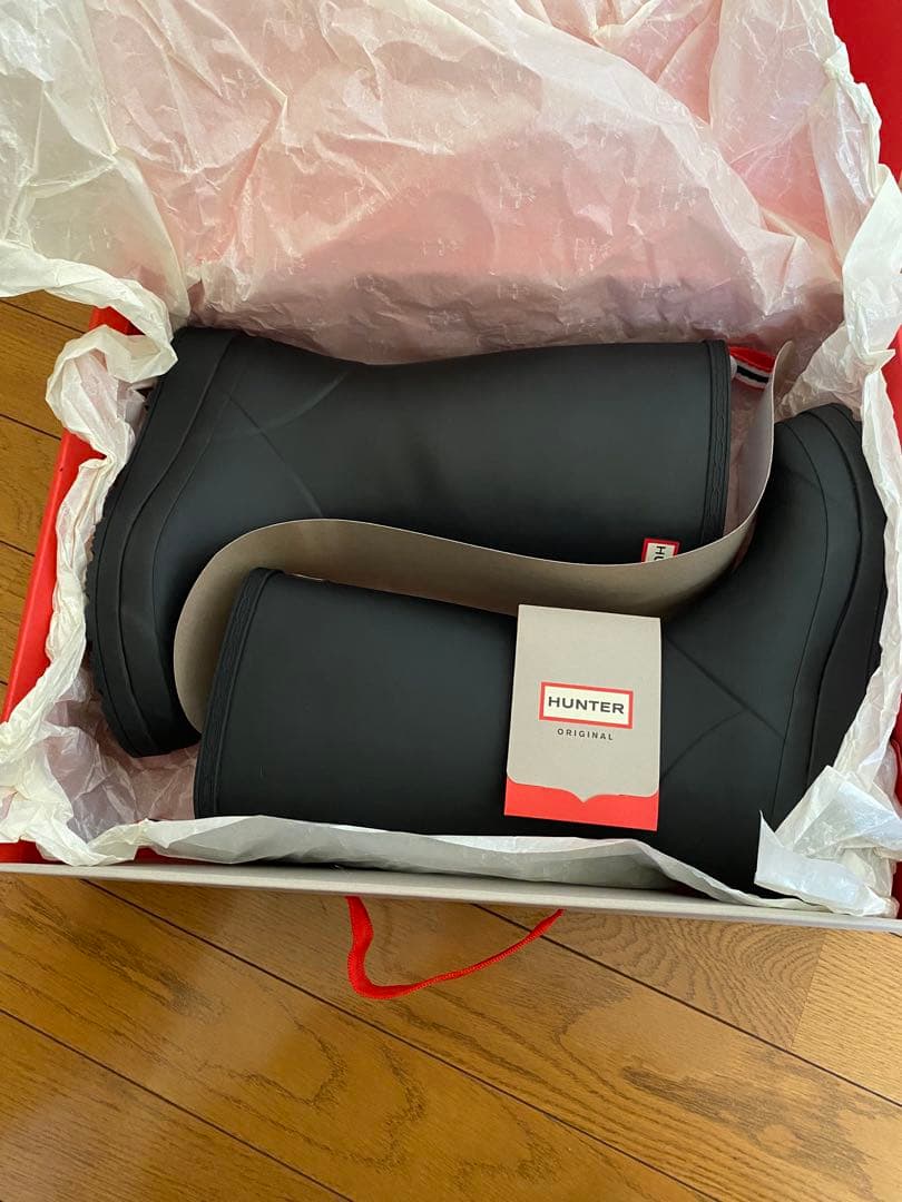 HUNTER ブラック 長靴 ストライプ